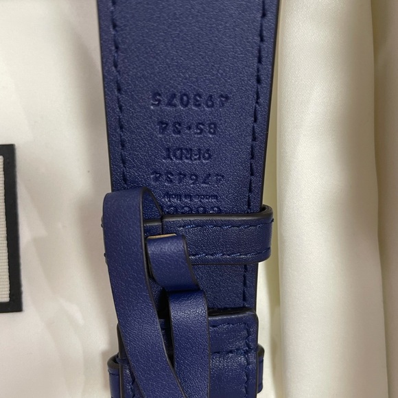 NEW GUCCI Blue Quilted Velvet GG Marmont Waist Belt Bag Fanny Pack Size 85/34 - Picture 9 of 11